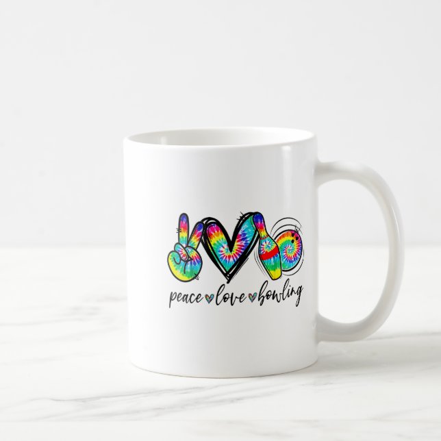 Caneca De Café Peace Love Bowling Tie Dye Funny Bowling Lovers  (Direita)