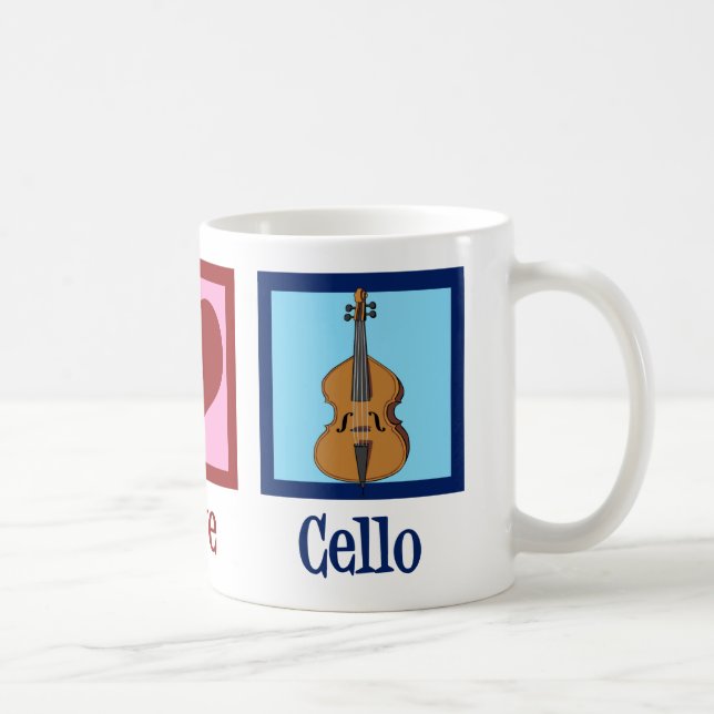 Caneca De Café Peace Love Cello Cute Cellist (Direita)