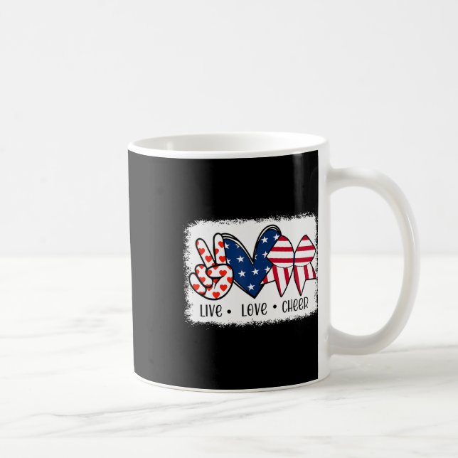 Caneca De Café Peace Love Chee Usa Flag 4 De Julho (Direita)