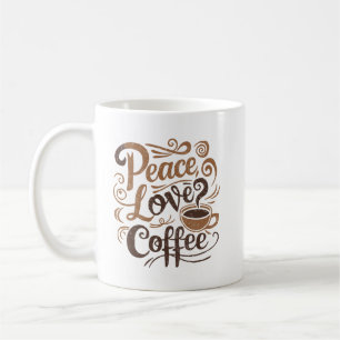 Caneca De Café Peace Love Coffee Mug