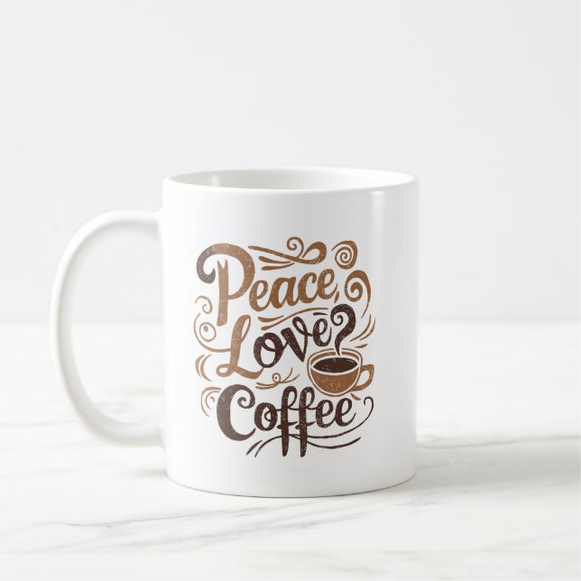 Caneca De Café Peace Love Coffee Mug (Esquerda)
