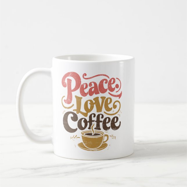 Caneca De Café Peace Love Coffee Mugs (Esquerda)