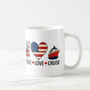 Caneca De Café Peace Love Cruise USA Vacance Vibes