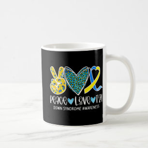 Caneca De Café Peace Love Cure Blue & Yellow Ribbon Down Syndrome