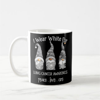 Caneca De Café Peace Love Cure I Veste White Gnomo Lung Cancer Aw