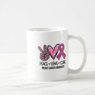 Caneca De Café Peace Love Cure Pink Ribbon Bree Cancer Awarenes