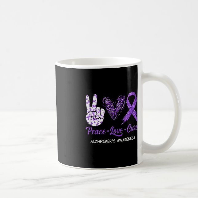 Caneca De Café Peace Love Cure Purple Ribbon Alzheimer (Direita)