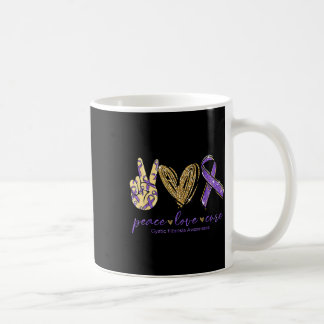 Caneca De Café Peace Love Cure Purple Ribbon Fibrose Cística Roxa