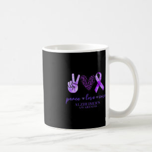 Caneca De Café Peace Love Cure Ribbon Lepard Alzheimer Brain Awa