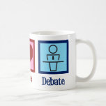 Caneca De Café Peace Love Debate Team<br><div class="desc">Um discurso de excelente e um presente de caneca da equipe de debate com um sinal de paz,  coração,  e alguém que está por trás de uma palestra de pódio.</div>