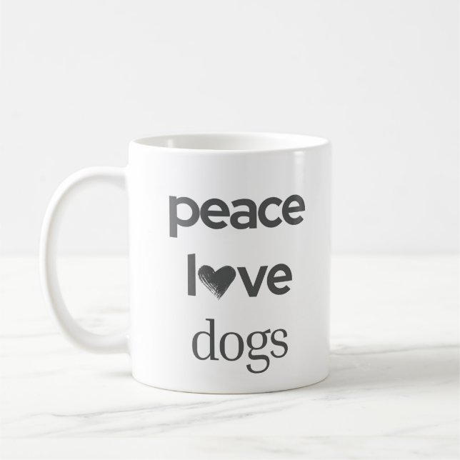 Caneca De Café Peace Love Dogs | Motivational Rescue Dog Mom (Esquerda)