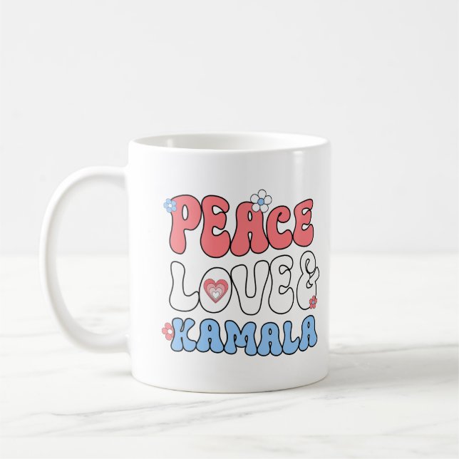 Caneca De Café Peace Love e Kamala Harris 2024 (Esquerda)