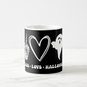 Caneca De Café Peace Love Halloween