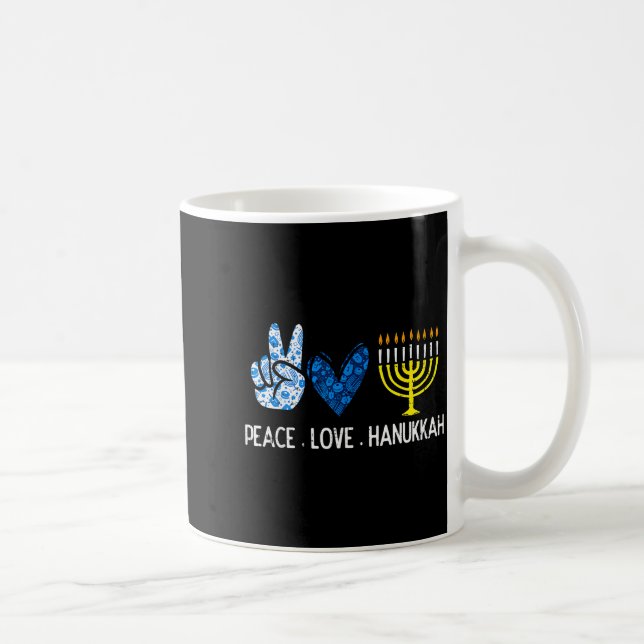 Caneca De Café Peace Love Hanukkah Retro Chanukah Jewish Men Wome (Direita)