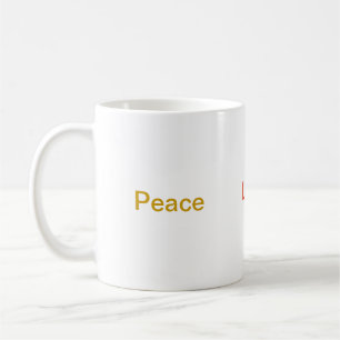 Caneca De Café Peace Love Harmony Gold verde vermelho