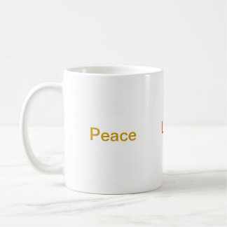 Caneca De Café Peace Love Harmony Gold verde vermelho