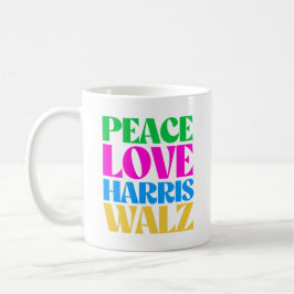 Caneca De Café Peace Love Harris Walz