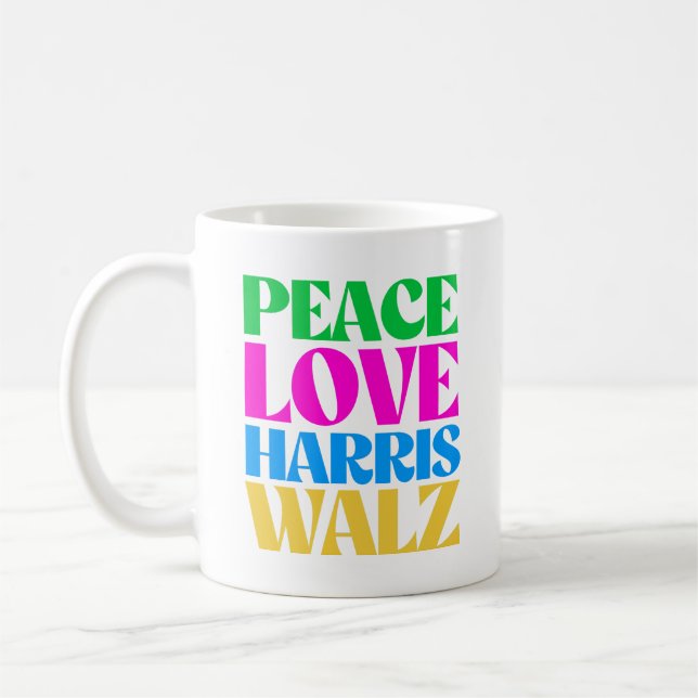 Caneca De Café Peace Love Harris Walz (Esquerda)