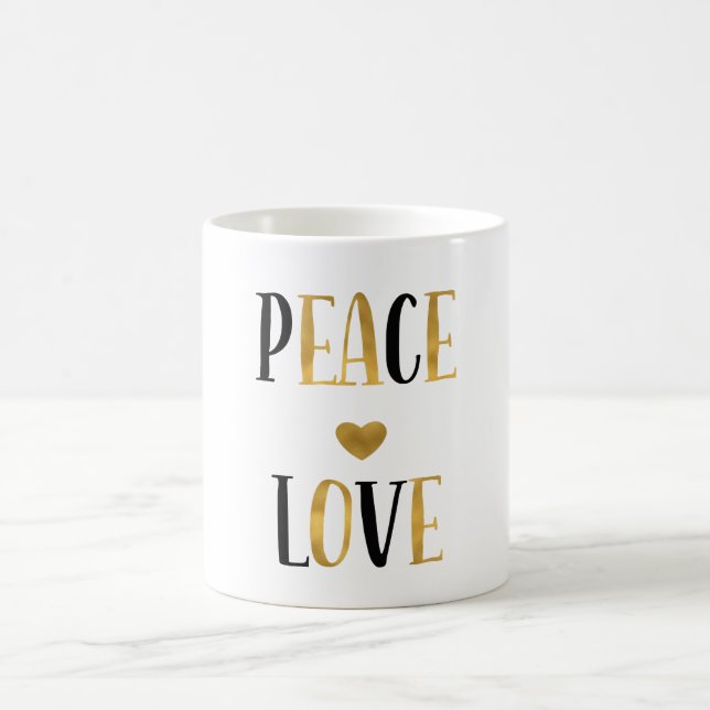 Caneca De Café Peace Love Heart (Centro)