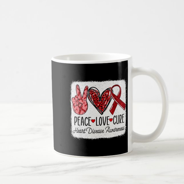 Caneca De Café Peace Love Heart Disease Awareness Chd Suprt Wear  (Direita)