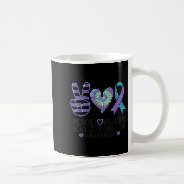 Caneca De Café Peace Love Hope Suicide Prevention Tie Dye Awarene (Direita)