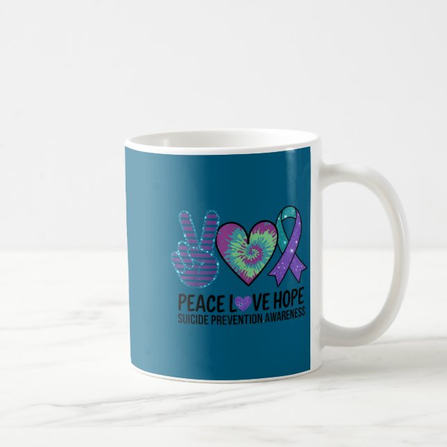 Caneca De Café Peace Love Hope Suicide Prevention Tie Dye Awarene (Direita)