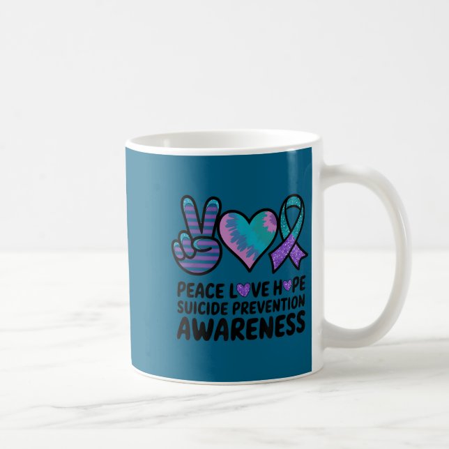 Caneca De Café Peace Love Hope Suicide Prevention Tie Dye Awarene (Direita)