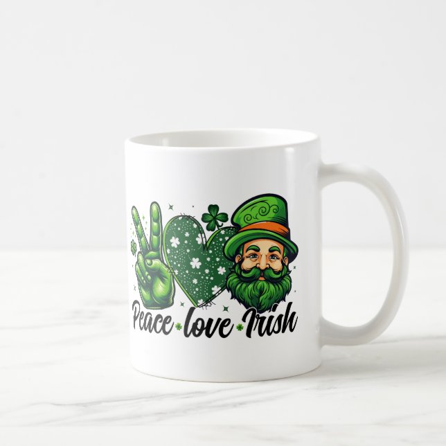 Caneca De Café Peace Love Irish Mug - Perfeito para a Rua. (Direita)