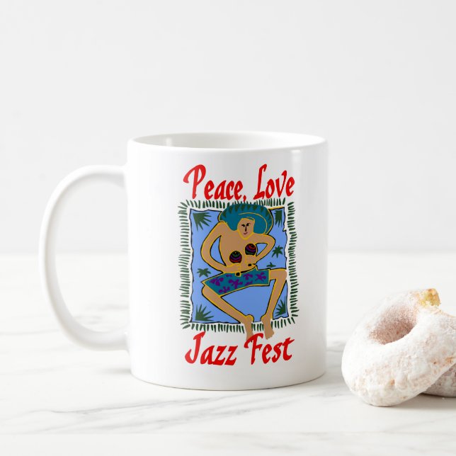 Caneca De Café Peace Love Jazz Fest add text (Com Donut)