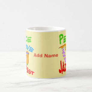Caneca De Café Peace Love Jazz Fest add text