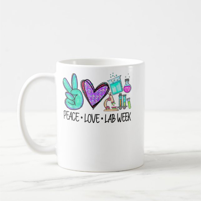 Caneca De Café Peace Love Lab Week 2022 Medical Laboratory Scient (Esquerda)