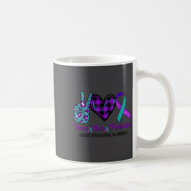 Caneca De Café Peace Love Life Suicide Awareness Womens Semi Colo (Direita)