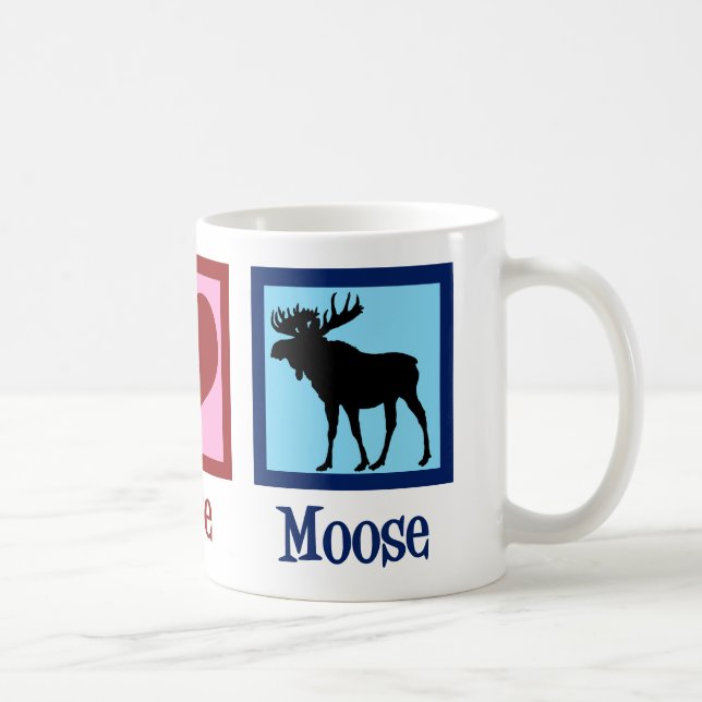 Caneca De Café Peace Love Moose (Direita)
