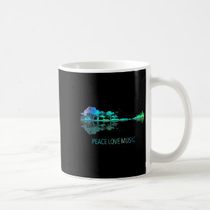 Caneca De Café Peace Love Music Guitar Lake Shadow Hippie Musicia