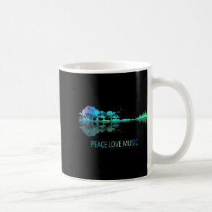 Caneca De Café Peace Love Music Guitar Lake Shadow Hippie Musicia