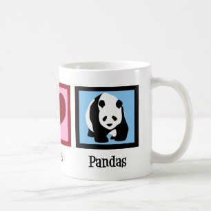 Caneca De Café Peace Love Pandas