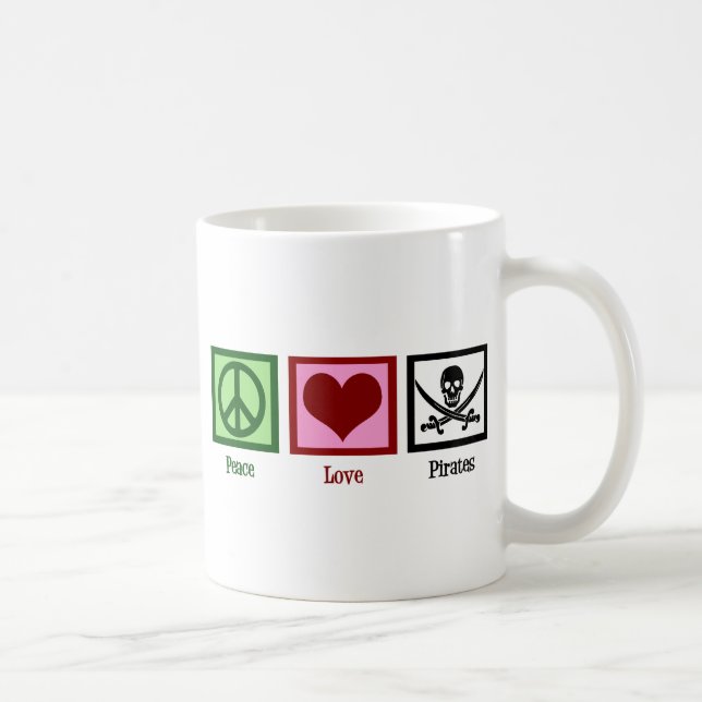 Caneca De Café Peace Love Pirates (Direita)