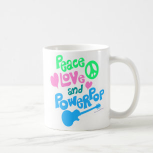 Caneca De Café Peace Love Powerpop Epic Fun Music Slogan