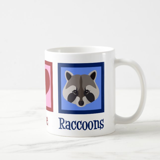 Caneca De Café Peace Love Raccoons (Direita)