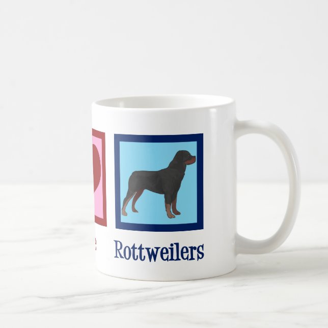 Caneca De Café Peace Love Rottweilers (Direita)