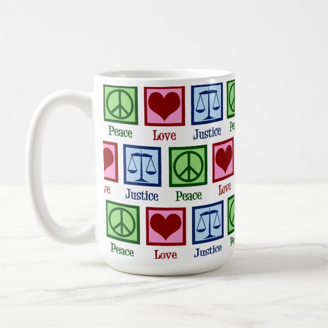 Caneca De Café Peace Love Scales of Justice Cute Lawyer Juiz (Esquerda)