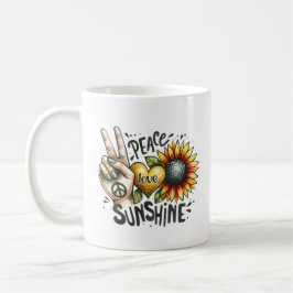 Caneca De Café Peace Love Sunflower Personalizado