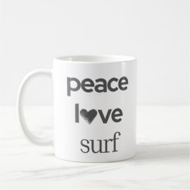 Caneca De Café Peace Love Surf | Coastal Surfer Beach House