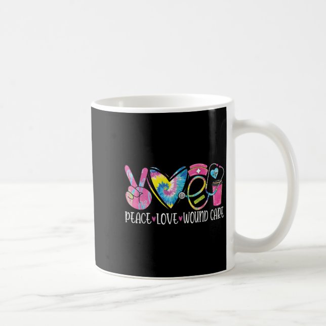 Caneca De Café Peace Love Wound Care Nurse Nursing Heart Stethosc (Direita)