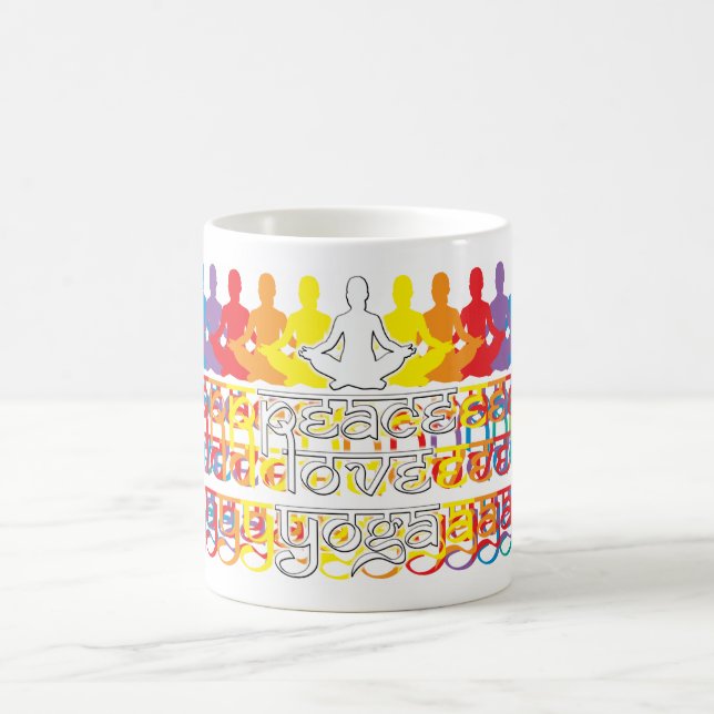 Caneca De Café Peace Love Yoga Rainbow Intentions Coffee Mug (Centro)
