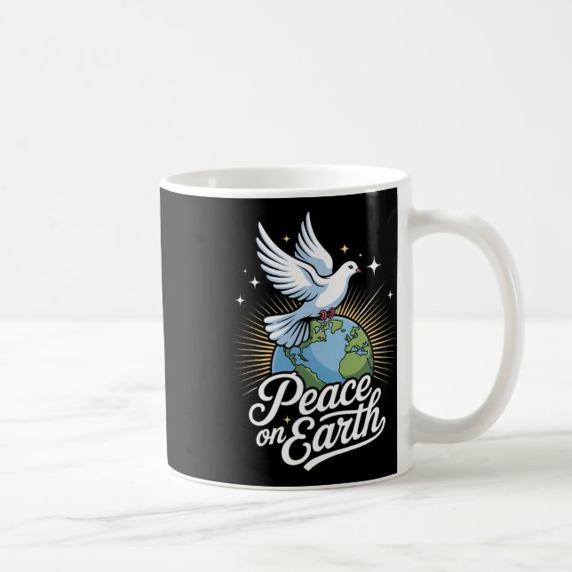 Caneca De Café Peace On Earth Dove And Globe Faith Christmas  (Direita)