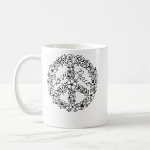 Caneca De Café PEACE SIGN LOVE 60s 70s, Hippie Halloween Costume