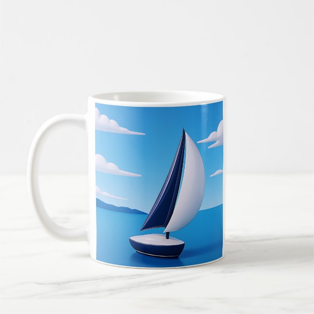 Caneca De Café Peaceful Sailboat Ocean  (Esquerda)