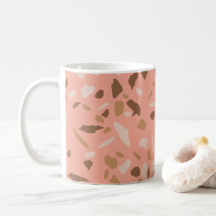 Caneca De Café Peach Beige Tan Brown Terrazzo Marble Patterno