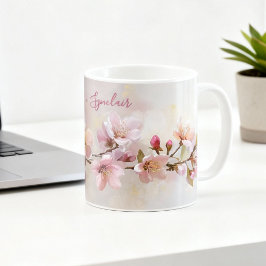 Caneca De Café Peach Blossom Spring Floral Teacher Appreciation